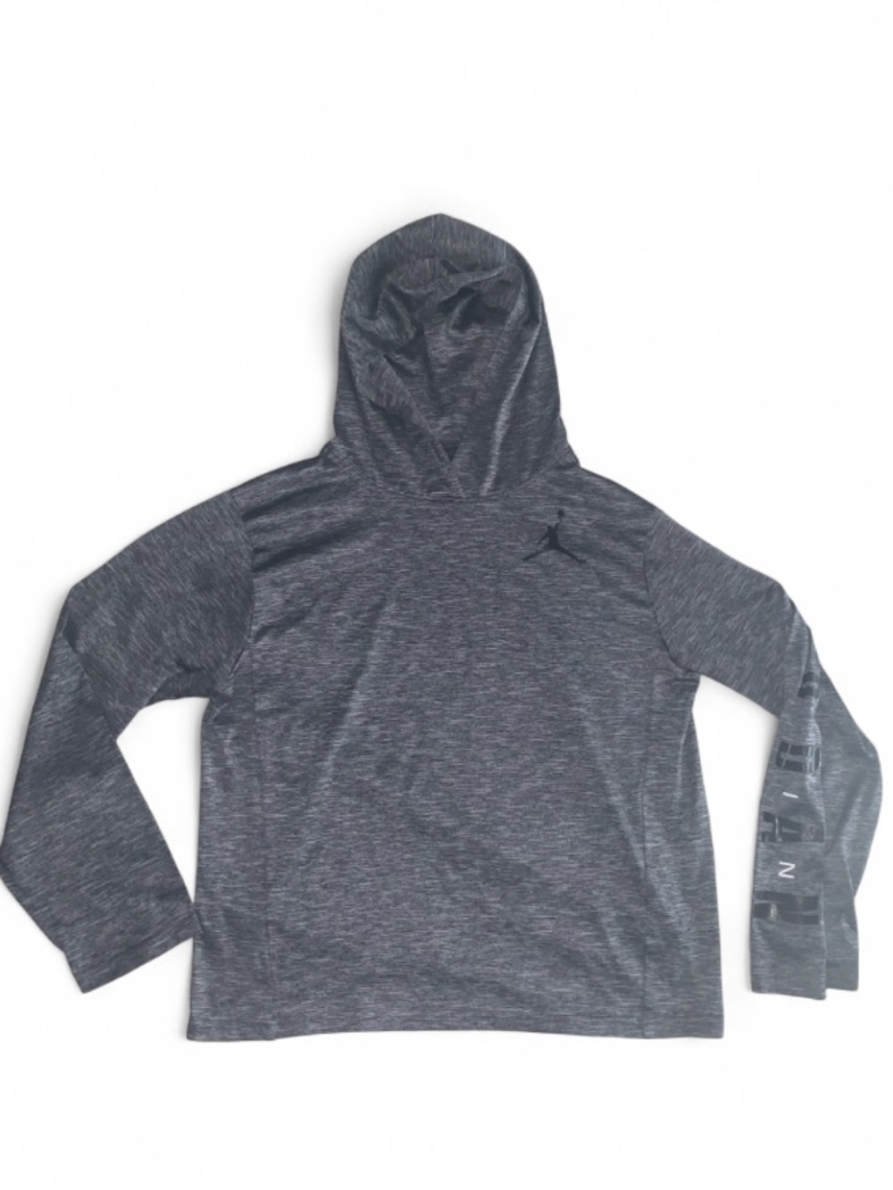 Jordan Heather Charcoal Hooded Pullover with Sleeve Logo